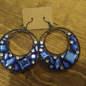 Blue hoop earrings NWOT